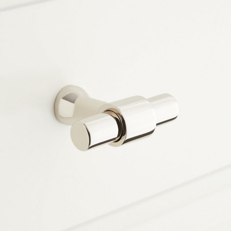 1-3/4" Strasbourg Brass T Knob - Polished Nickel, , large image number 0