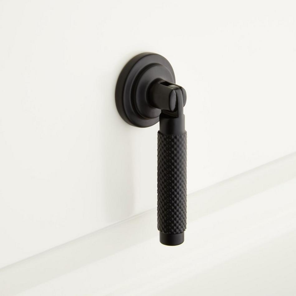 Arles Brass Knurled Drop Pull - Black, , large image number 0