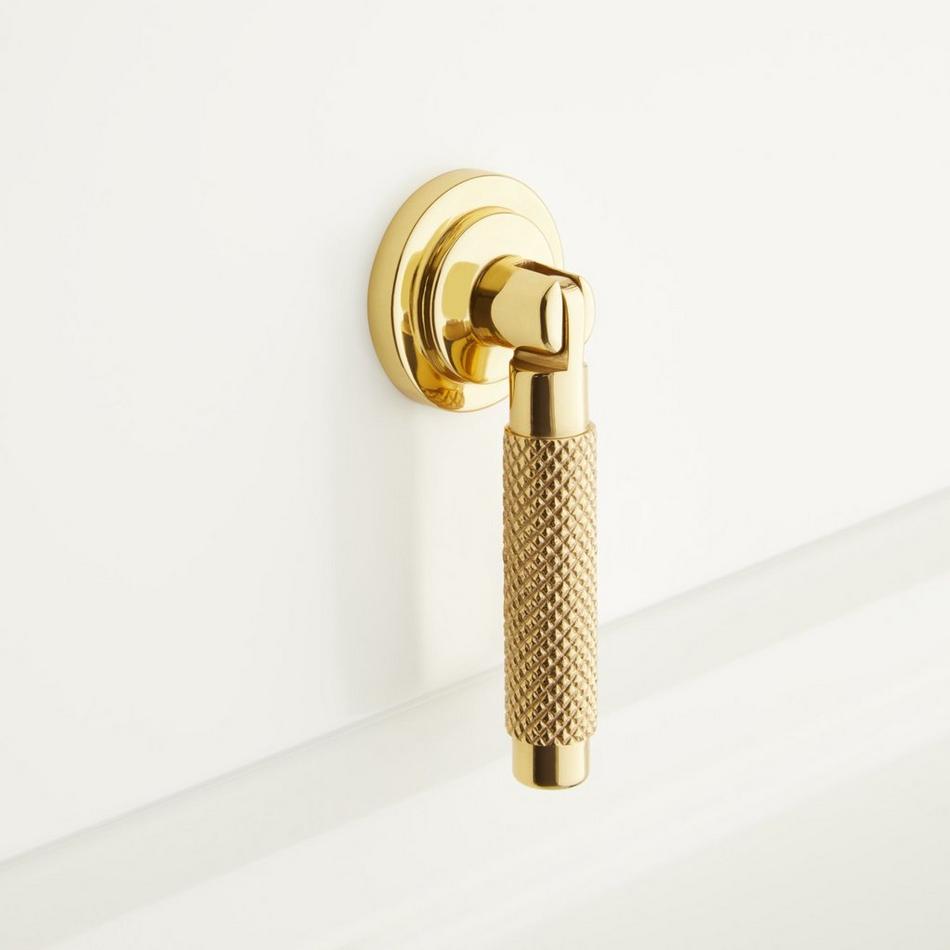 Arles Brass Knurled Drop Pull - Polished Brass, , large image number 0