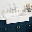34" Galion Double-Bowl Fireclay Retrofit Farmhouse Sink - White, , large image number 0
