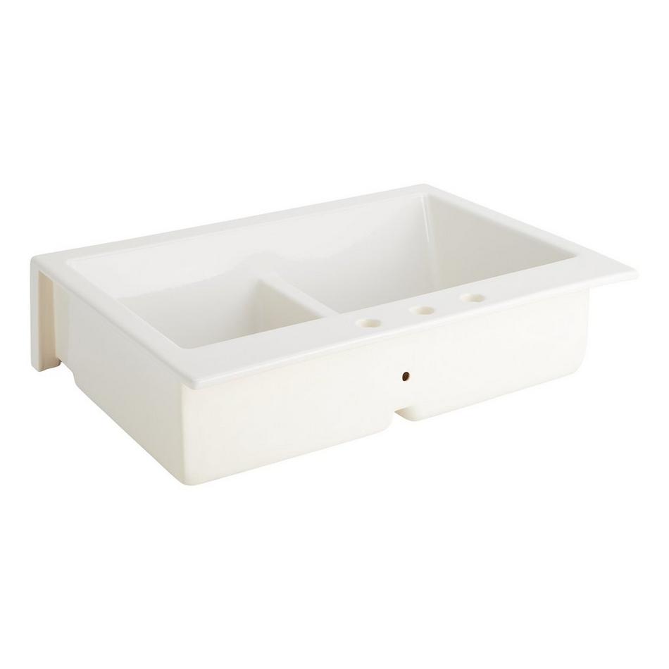 34" Galion Double-Bowl Fireclay Retrofit Farmhouse Sink - White, , large image number 2