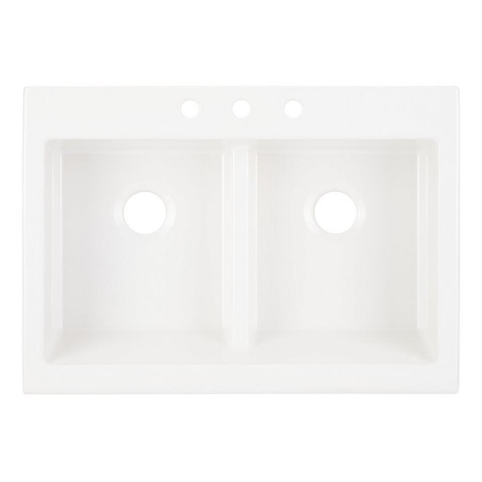 34" Galion Double-Bowl Fireclay Retrofit Farmhouse Sink - White, , large image number 4