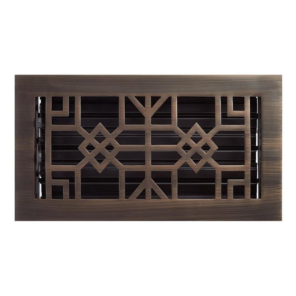 Milnor Solid Brass Floor Register Antique Brass 6" x 14" (7-1/2" x 15-5/8" Overall), , large image number 0