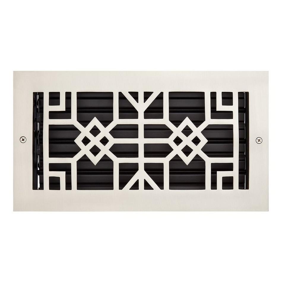 Milnor Solid Brass Wall Register Brushed Nickel 6" x 10 " (7-3/8" x 11-3/4" Overall), , large image number 0