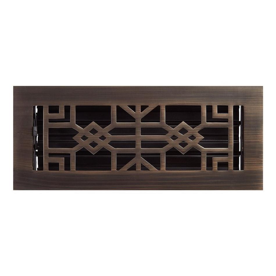 Milnor Solid Brass Floor/Wall Register Antique Brass 4" x 12" (5-3/4" x1 1-5/8" Overall), , large image number 0