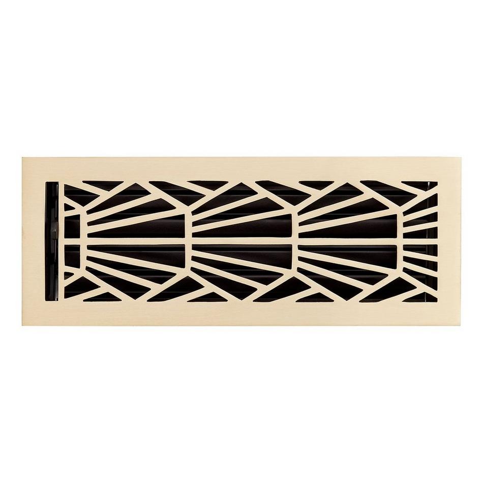 Binney Brass Floor/Wall Register - Brushed Brass- 4 x 14 (4-7/8 x 15-1/8  Overall) | Signature Hardware