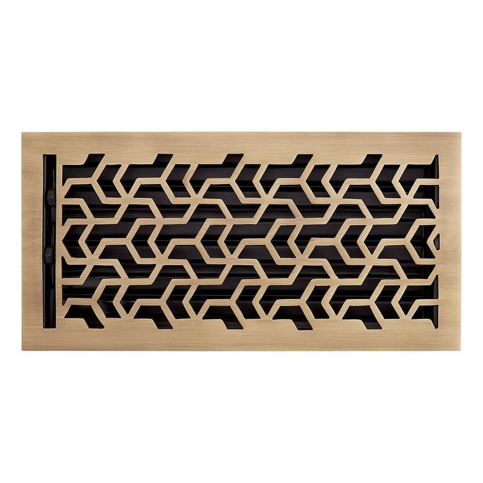 Jastrow Brass Floor Register - Antique Brass - 6" x 10" (6-5/8" x 11-1/8" Overall), , large image number 0