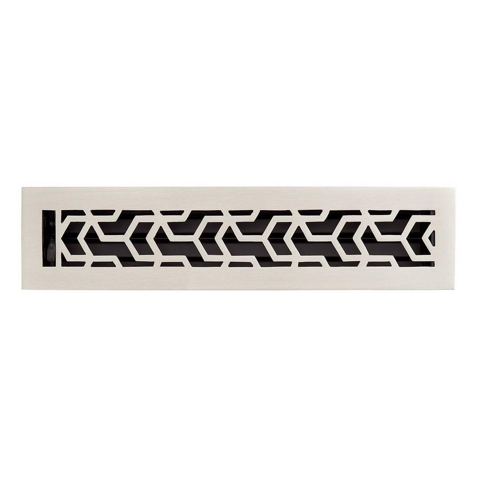 Jastrow Brass Floor/Wall Register - Brushed Nickel - 2-1/4" x 10" (3-1/8" x 11-1/4"Overall), , large image number 0