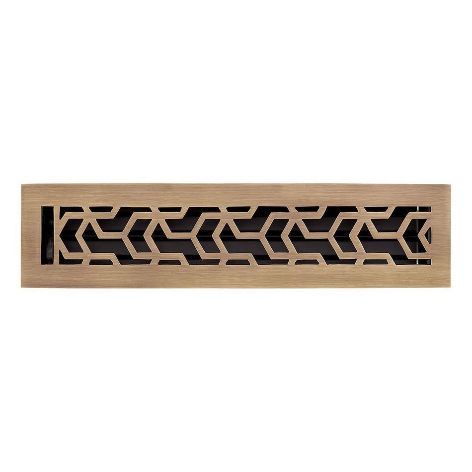 Jastrow Brass Floor/Wall Register - Antique Brass - 2-1/4" x 14" (3-1/8" x 15"Overall), , large image number 0