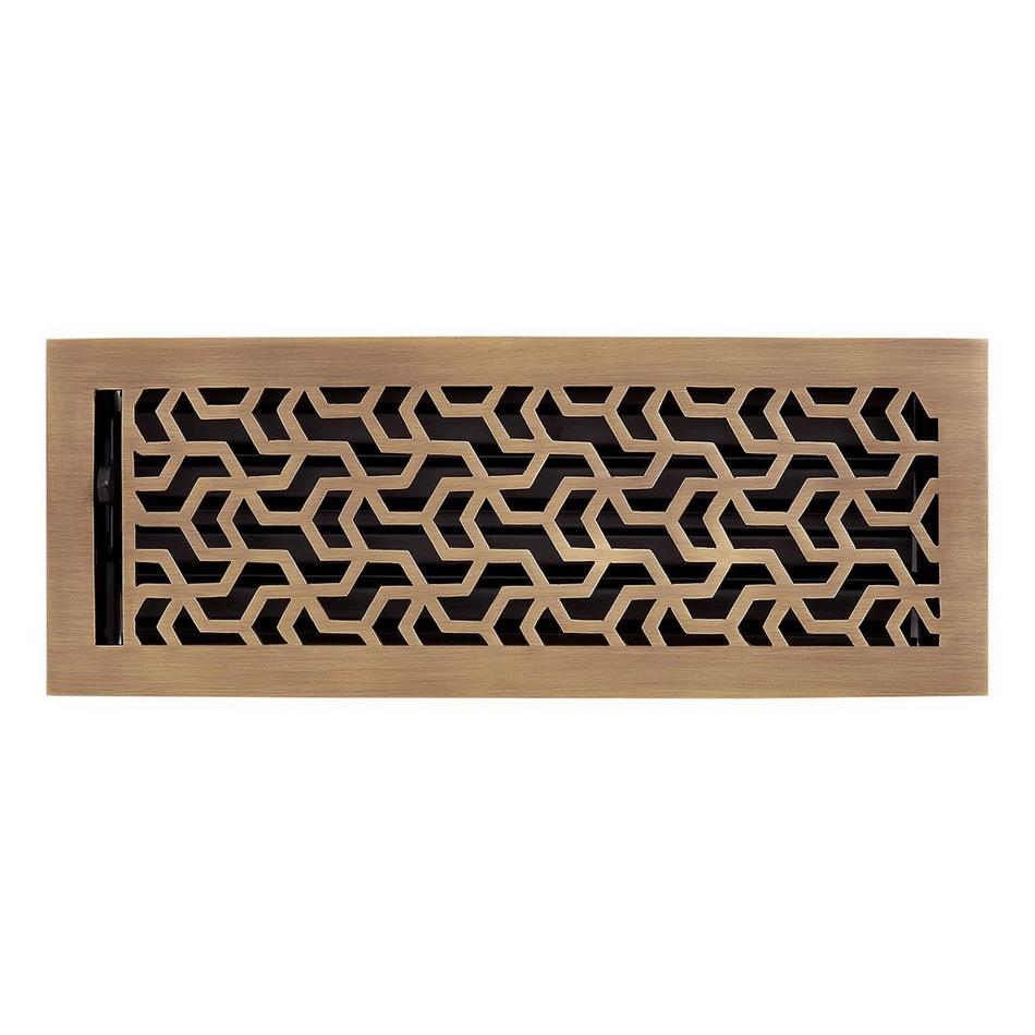 Jastrow Brass Floor/Wall Register - Antique Brass - 4" x 12" (5" x 13-1/8" Overall), , large image number 0