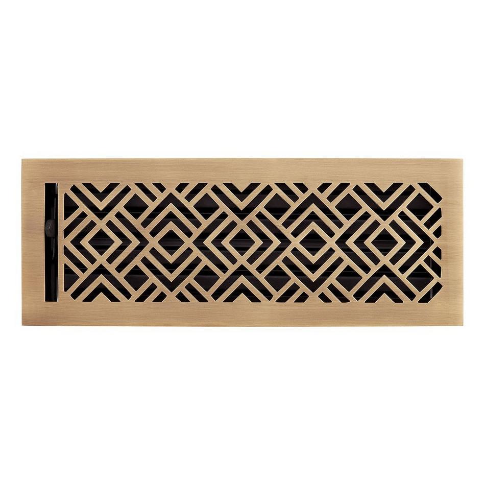 Beelman Brass Floor/Wall Register - Antique Brass- 4 x 14 (4-7/8 x 15-1/8  Overall) | Signature Hardware