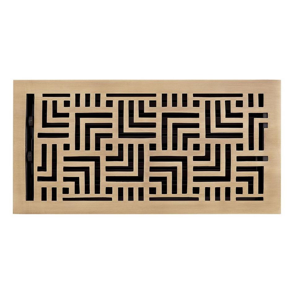 Astoria Brass Floor Register - Antique Brass - 6" x 14" (6-5/8" x 15" Overall), , large image number 0