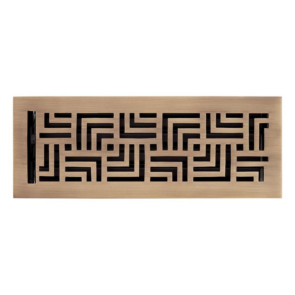 Astoria Brass Floor/Wall Register - Antique Brass - 4" x 12" (5" x 13-1/8" Overall), , large image number 0