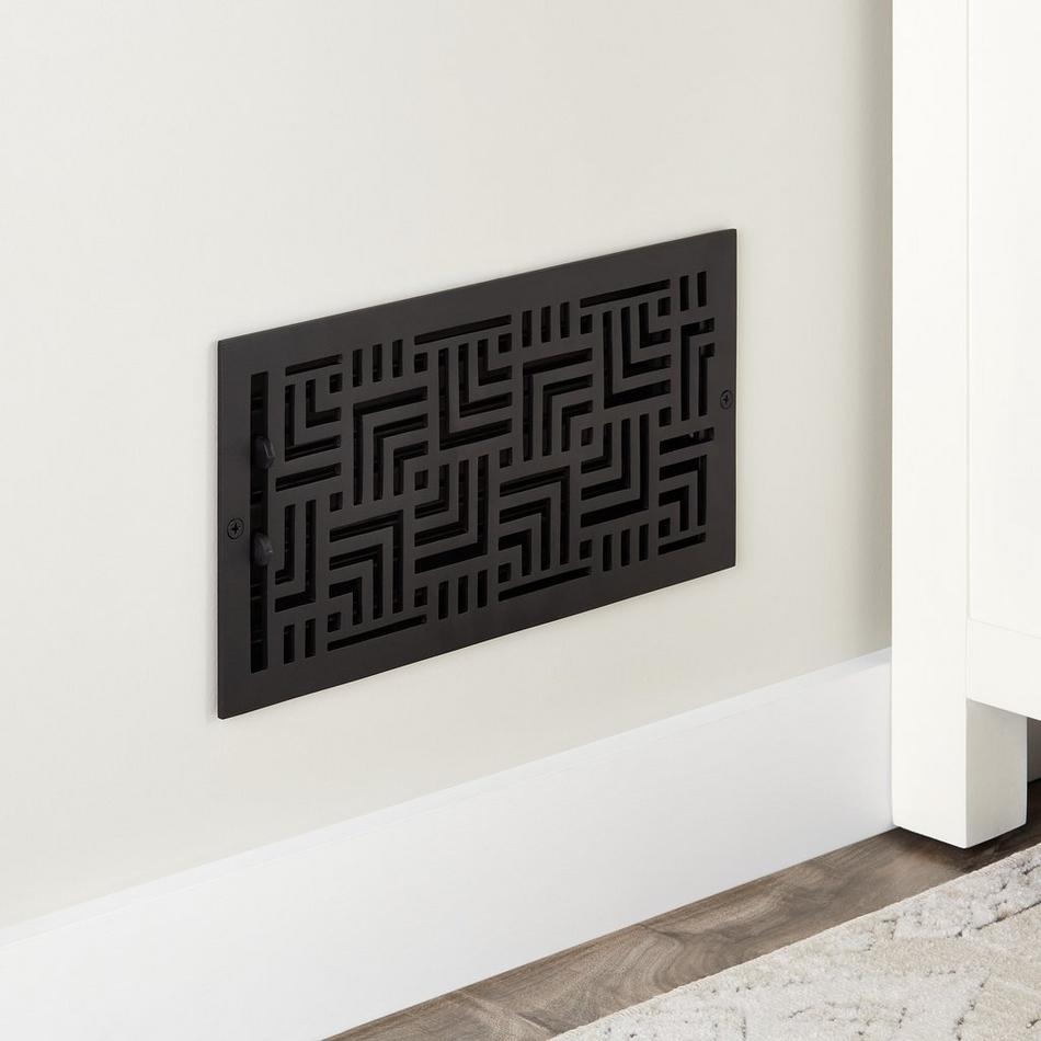 Astoria Brass Wall Register - Matte Black - 6 x 12 (6-1/2 x 13-1/8  Overall) | Signature Hardware