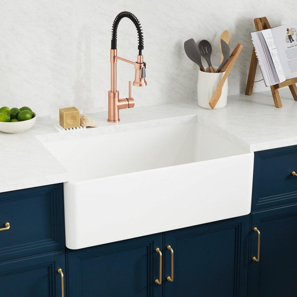 30" Elwynne Thin Wall Fireclay Farmhouse Sink - White, , large image number 0