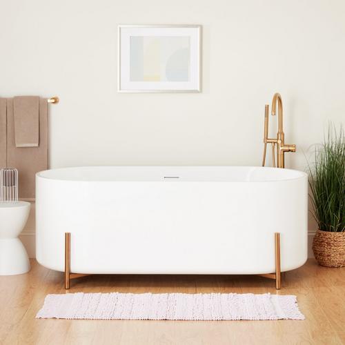 67" Conroy Acrylic Freestanding Tub with Stand in Brushed Gold