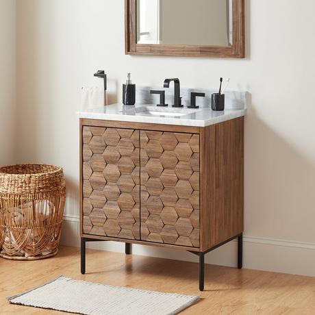 30" Devora Console Vanity with Rectangular Undermount Sink - Aged Auburn