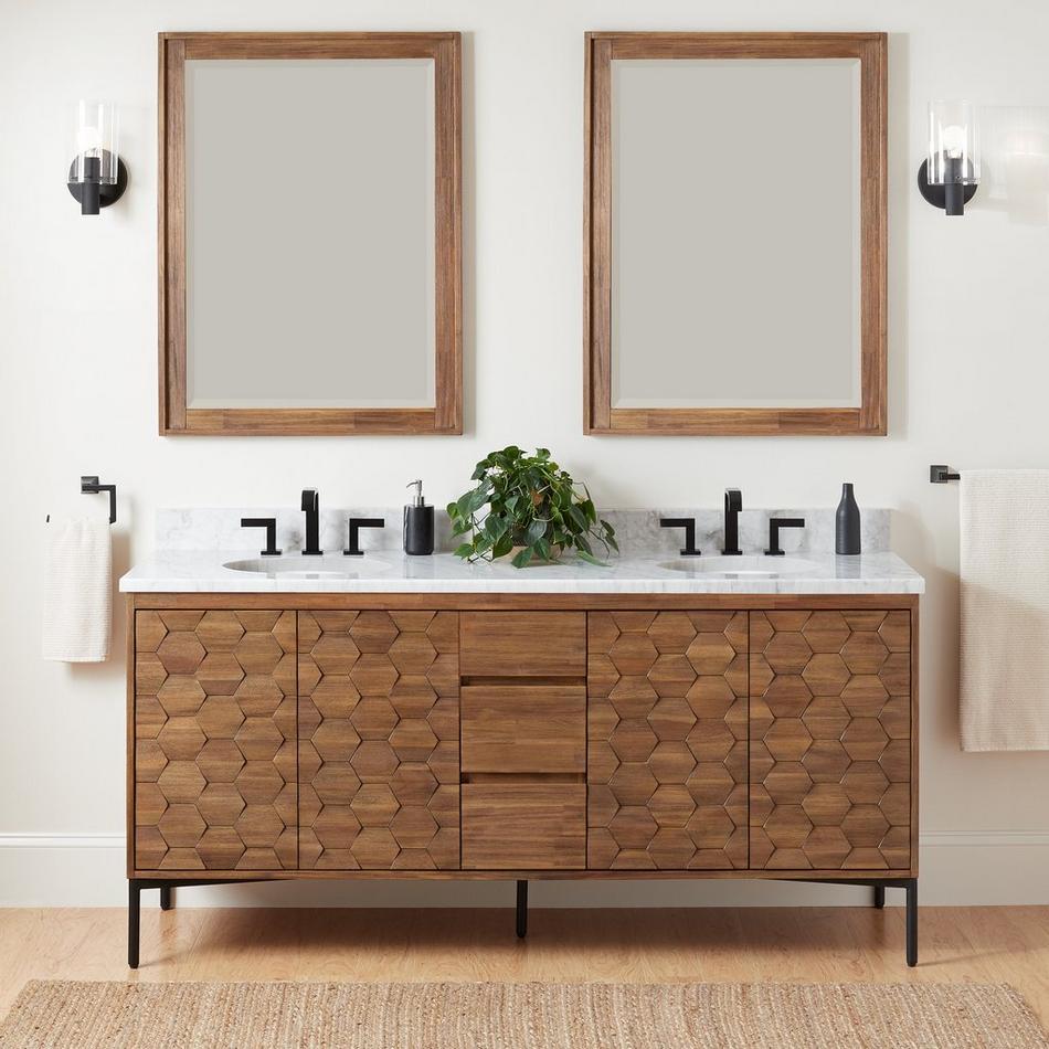 72" Devora Double Console Vanity with Undermount Sinks - Aged Auburn, , large image number 1