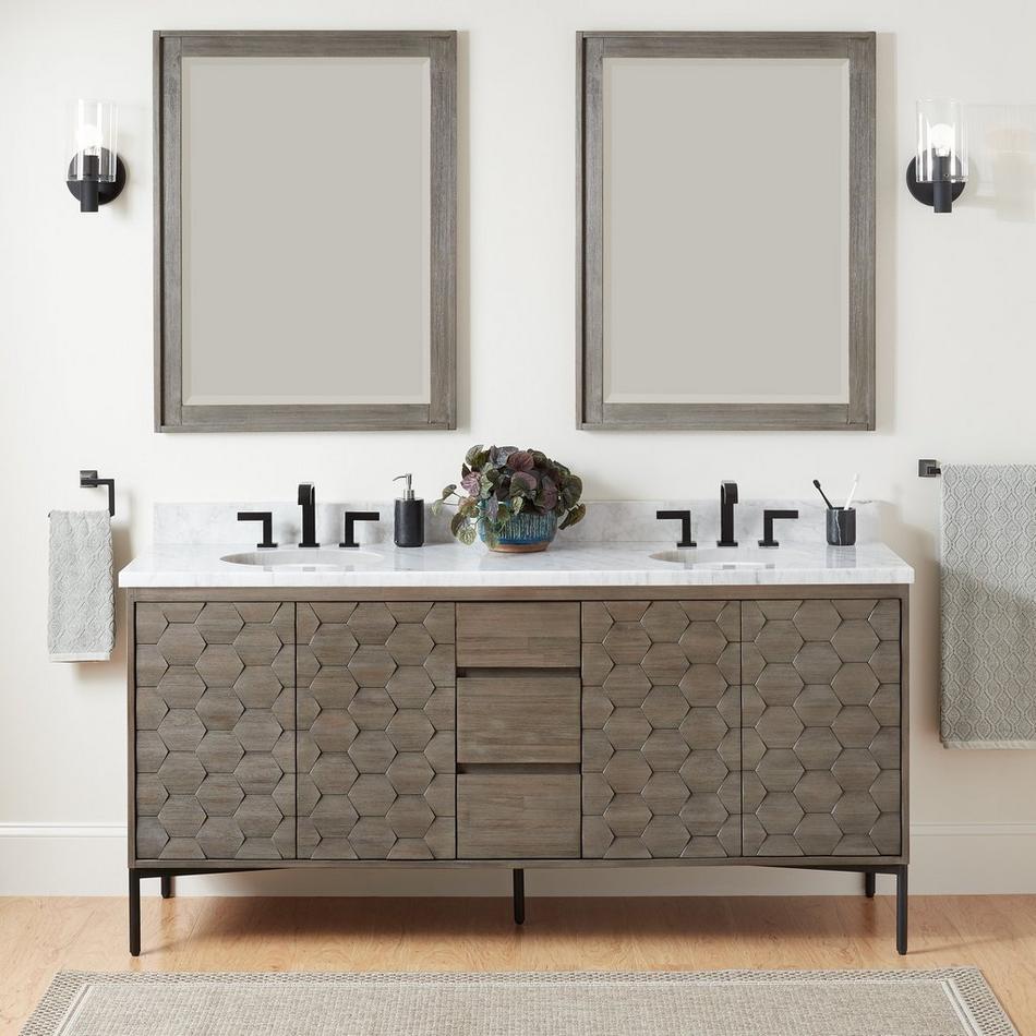 72" Devora Double Console Vanity with Undermount Sinks - Port Gray, , large image number 1