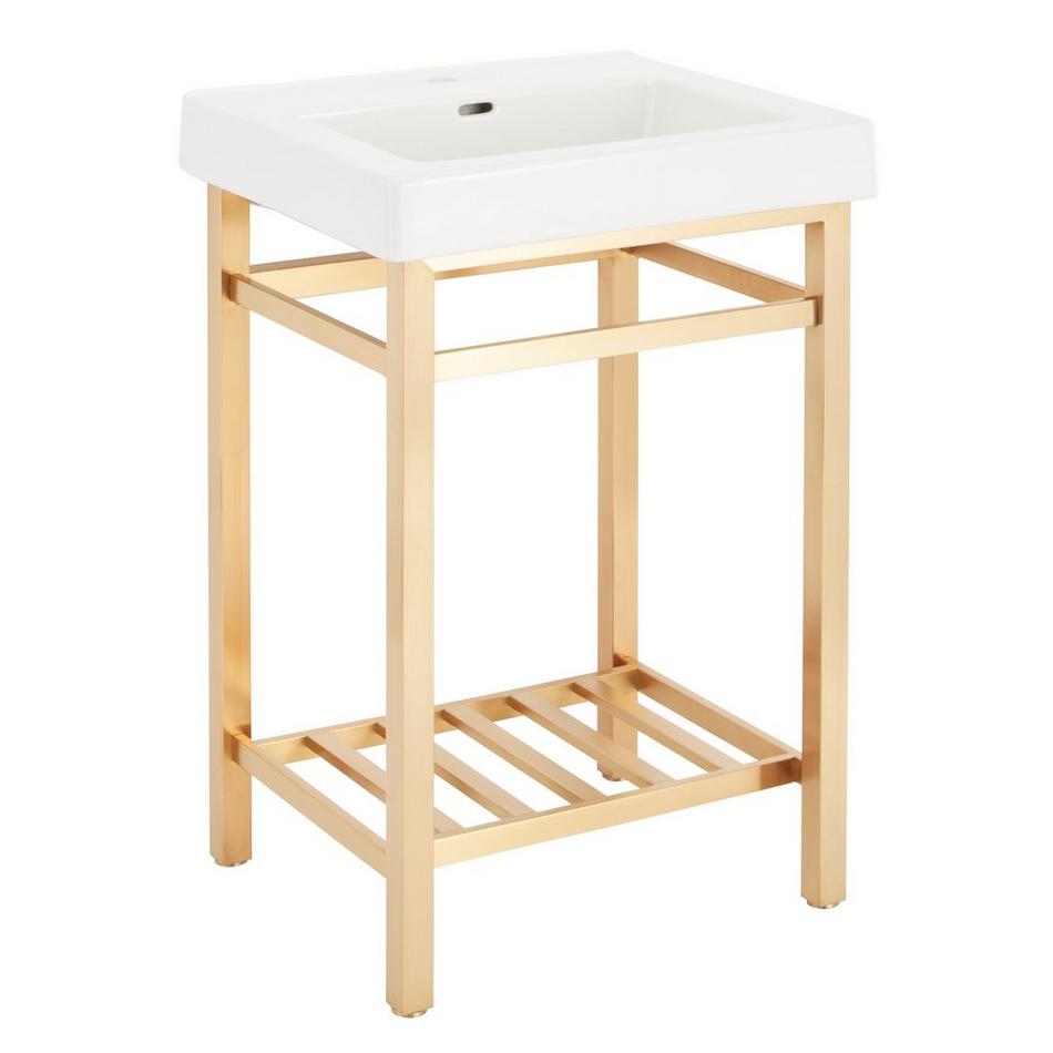 24" Halyard Console Sink With Modern Top - Single Hole - Brushed Gold, , large image number 1