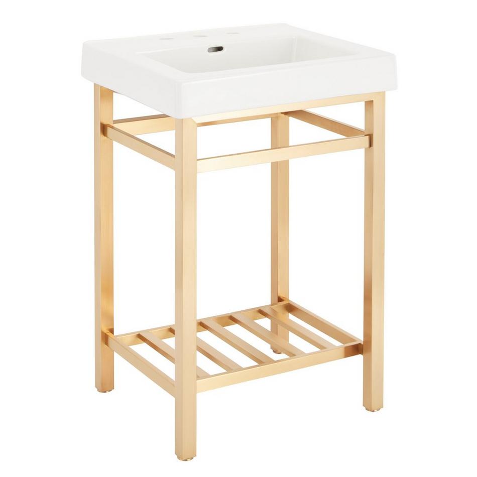 24" Halyard Console Sink With Modern Top - 8" Widespread - Brushed Gold, , large image number 1