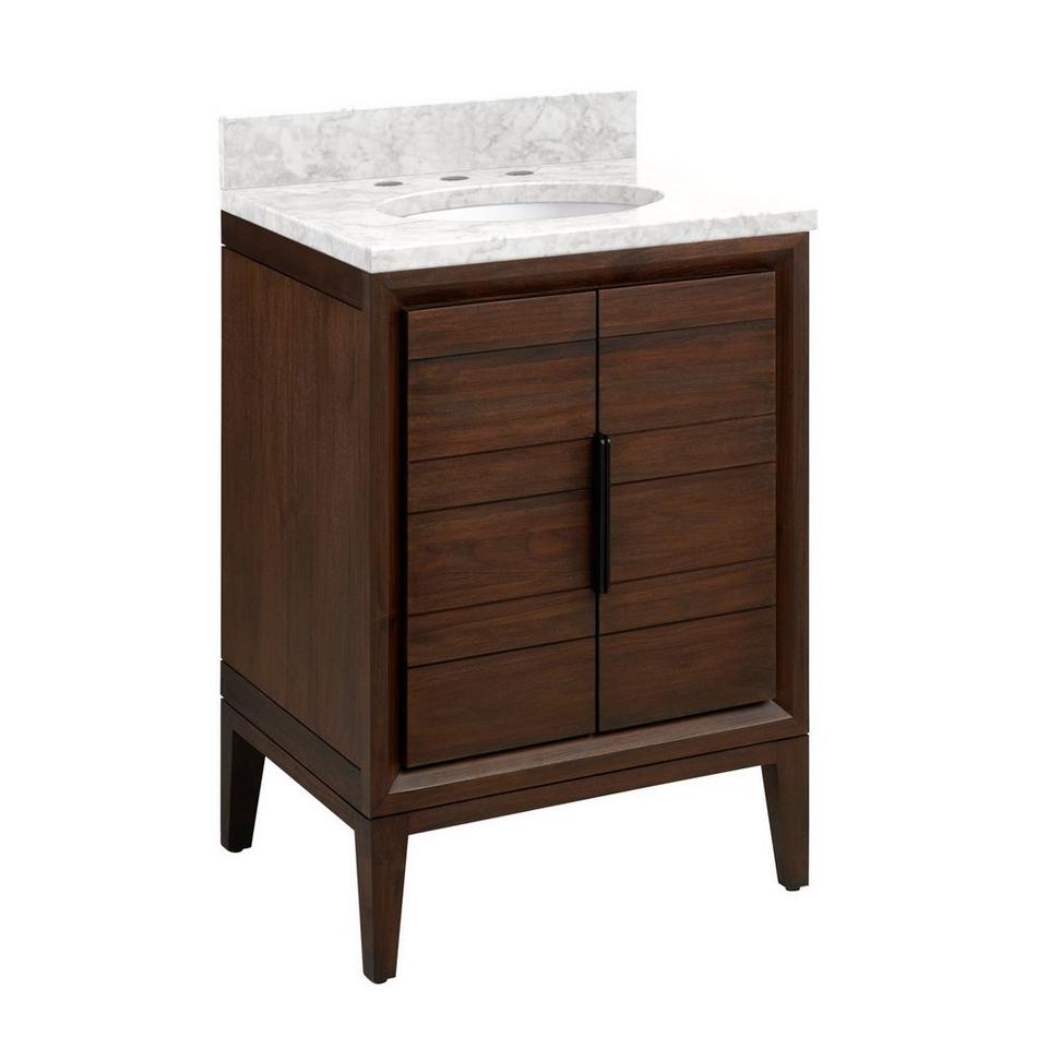 24" Aliso Teak Vanity with Undermount Sink - Java - Carrara Marble Widespread, , large image number 0