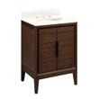 24" Aliso Teak Vanity with Undermount Sink - Java - Arctic White Quartz Widespread, , large image number 0