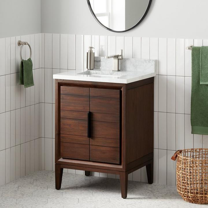 24" Aliso Teak Vanity with Rectangular Undermount Sink in Java