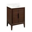 24" Aliso Teak Vanity with Rectangular Undermount Sink - Java - Feathered White Quartz Single Hole, , large image number 0