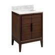 24" Aliso Teak Vanity with Rectangular Undermount Sink - Java - Carrara Marble No Faucet Holes, , large image number 0