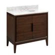 36" Aliso Teak Vanity with Undermount Sink - Java - Carrara Marble Widespread, , large image number 0