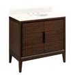 36" Aliso Teak Vanity with Undermount Sink - Java - Arctic White Quartz Widespread, , large image number 0