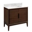 36" Aliso Teak Vanity with Rectangular Undermount Sink - Java - Carrara Marble Widespread, , large image number 0