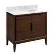 36" Aliso Teak Vanity with Rectangular Undermount Sink - Java - Carrara Marble No Faucet Holes, , large image number 0
