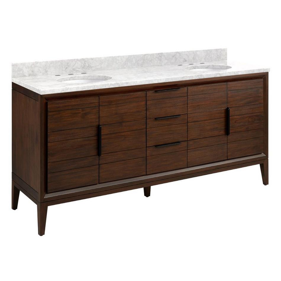72" Aliso Double Vanity with Undermount Sinks - Java - Carrara Marble Widespread, , large image number 0