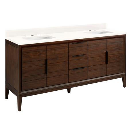 72" Aliso Teak Double Vanity with Rectangular Undermount Sink - Java