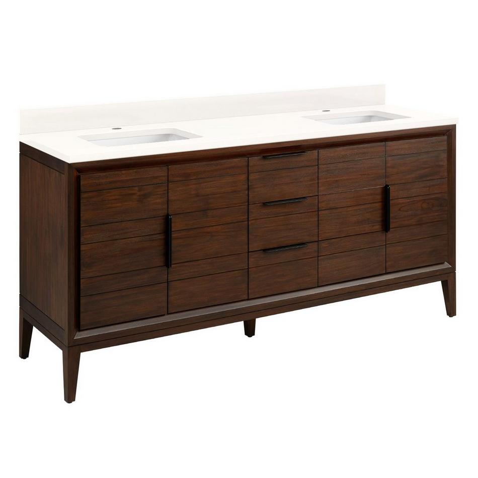 72" Aliso Double Vanity with Rect Undermount Sinks - Java - Arctic White Quartz Single Hole, , large image number 0