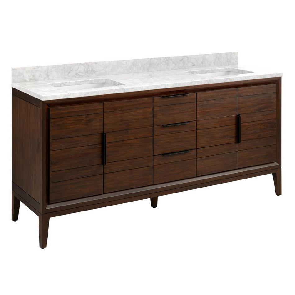72" Aliso Double Vanity with Rect Undermount Sinks - Java - Carrara Marble No Faucet Holes, , large image number 0