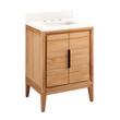 24" Aliso Teak Vanity with Rectangular Undermount Sink - Natural Teak-Arctic White Quartz Widespread, , large image number 0