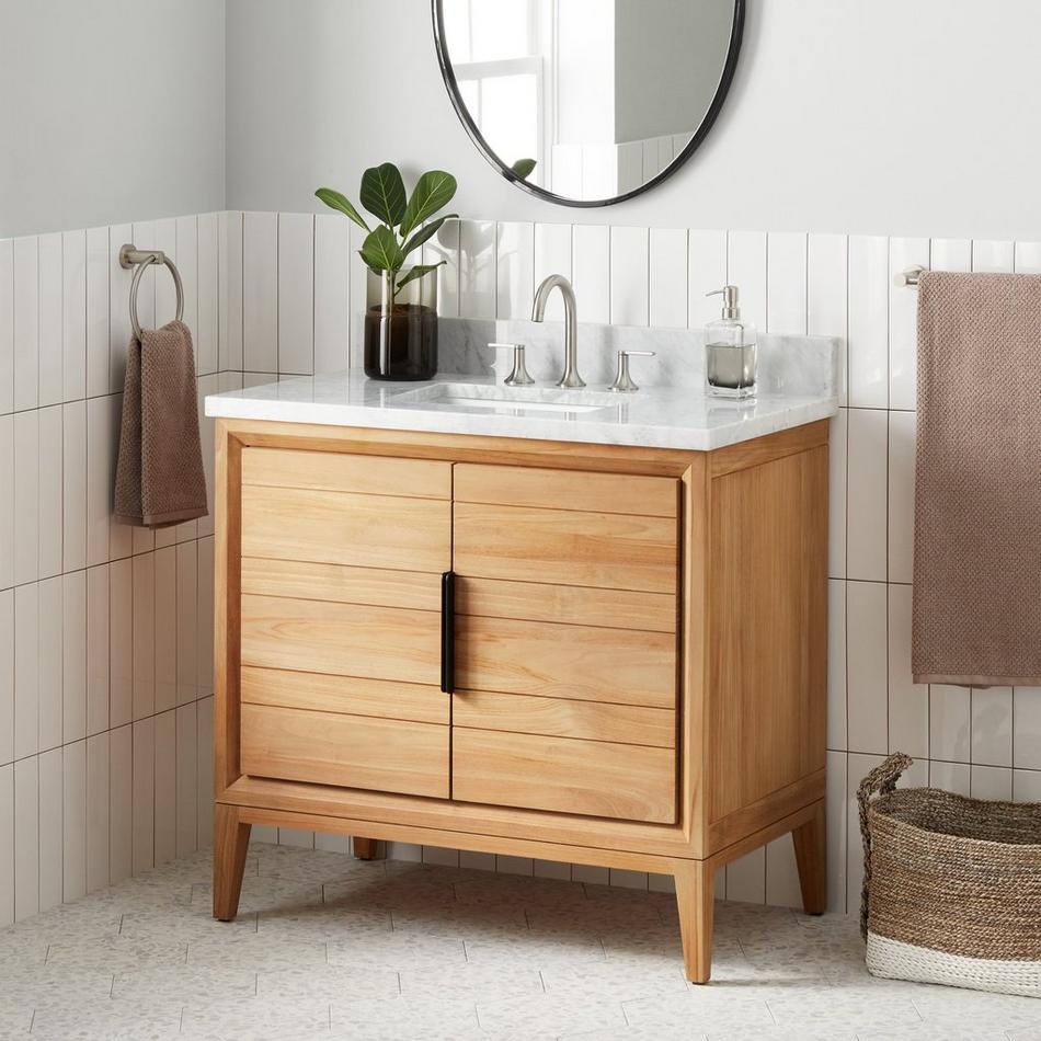 36" Aliso Teak Vanity with Rectangular Undermount Sink - Natural Teak, , large image number 0