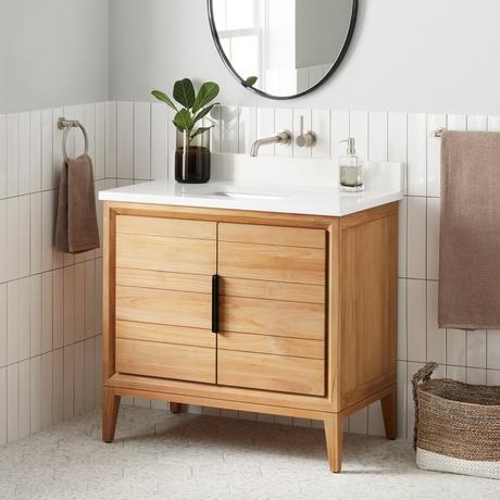 36" Aliso Teak Vanity with Rectangular Undermount Sink - Natural Teak