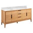 72" Aliso Double Vanity with Undermount Sinks - Natural Teak - Carrara Marble Widespread, , large image number 0