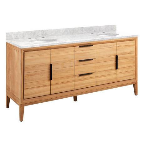 72" Aliso Teak Double Vanity with Undermount Sink - Natural Teak