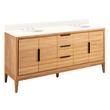 72" Aliso Double Vanity with Undermount Sinks - Natural Teak - Arctic White Quartz Widespread, , large image number 0