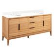 72" Aliso Double Vanity with Undermount Sinks - Natural Teak - Feathered White Quartz Widespread, , large image number 0