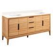 72" Aliso Double Vanity with Rect Undermount Sinks-Natural Teak-Arctic White Quartz No Faucet Holes, , large image number 0