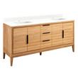 72" Aliso Double Vanity with Rect Undermount Sinks -Natural Teak-Feathered White Quartz Single Hole, , large image number 0