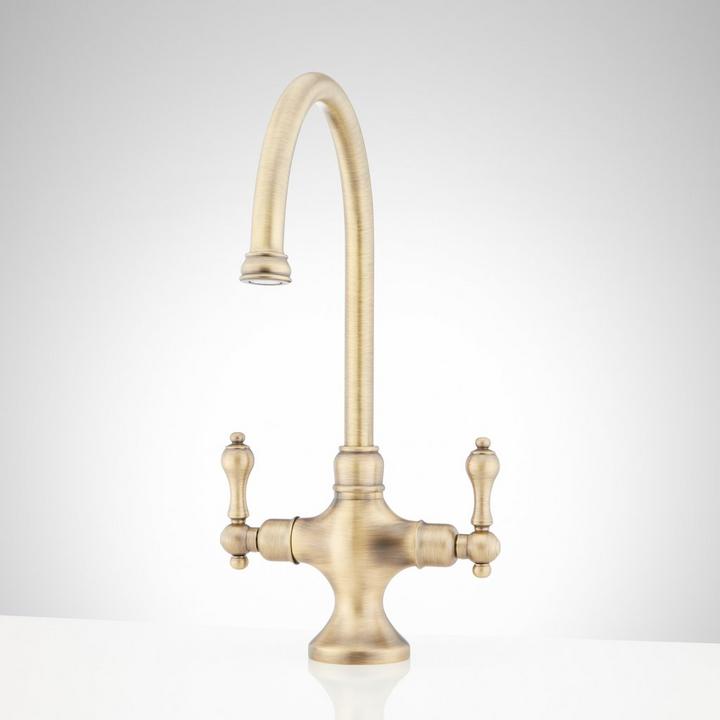 Isabel Single-Hole Gooseneck Bar Faucet in Aged Brass