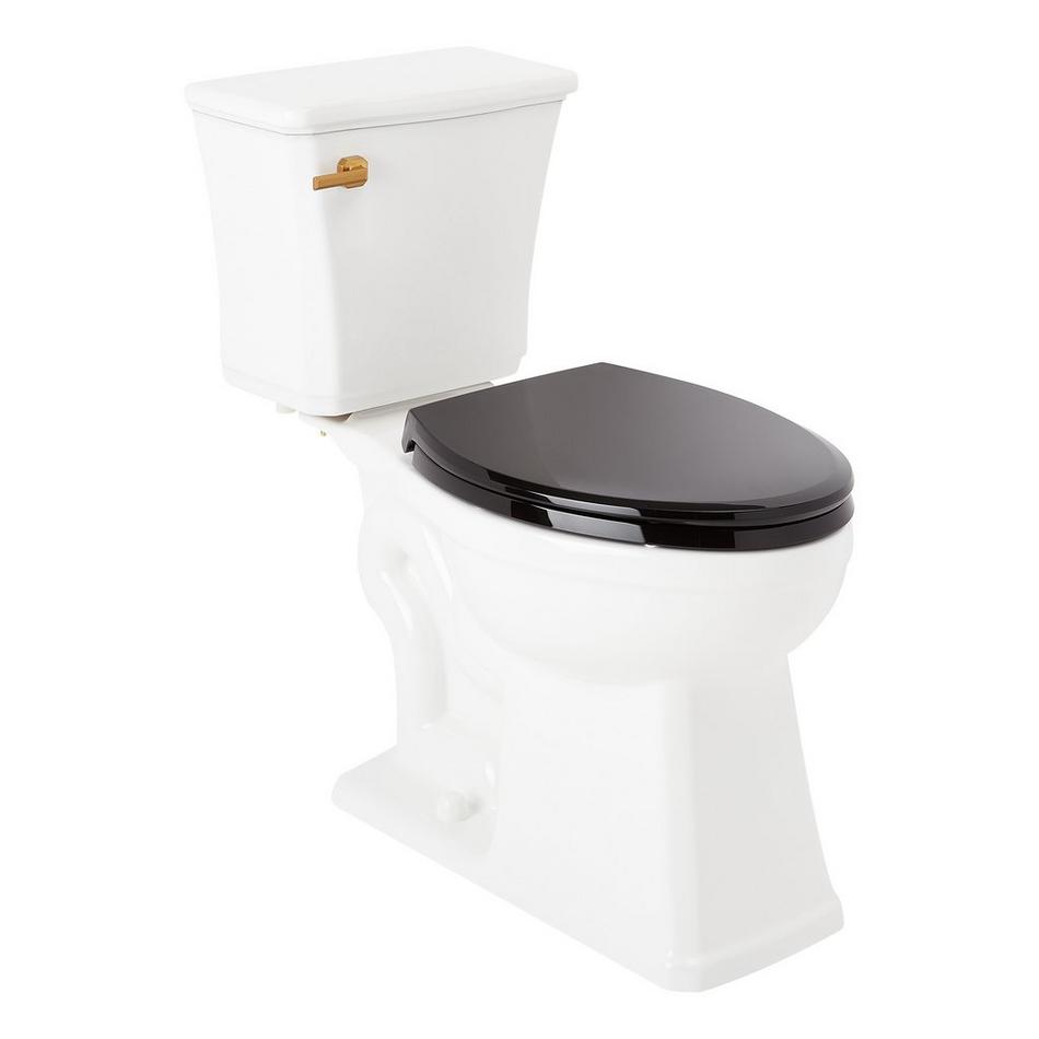 Benbrook Two-Piece Elongated Toilet With Heavy Duty Black Seat - Brushed Gold Tank Handle, , large image number 0