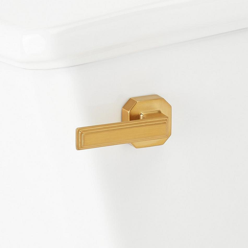 Benbrook Two-Piece Elongated Toilet With Heavy Duty Black Seat - Brushed Gold Tank Handle, , large image number 1